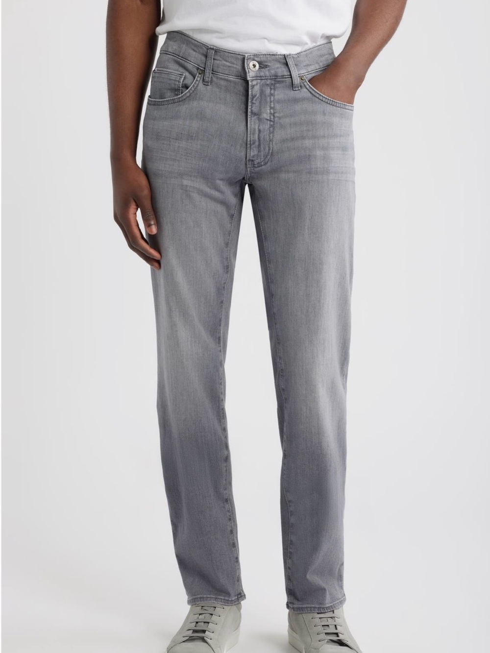 BLK DNM Men's Slim Straight Jeans in Light Grey